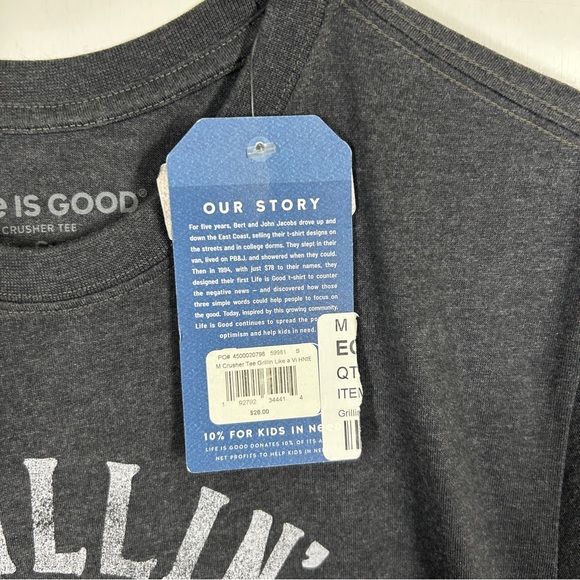 NWT Life is Good Men's Gray Grillin Like a Villain Graphic T-Shirt Small - Picture 7 of 8